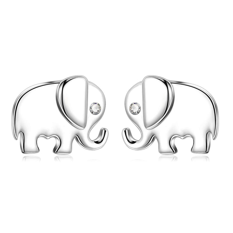 [Australia] - Elephant Jewelry 925 Sterling Silver Lucky Elephant Stud Earrings, Elephant Family Necklace for Women Elephant 2 