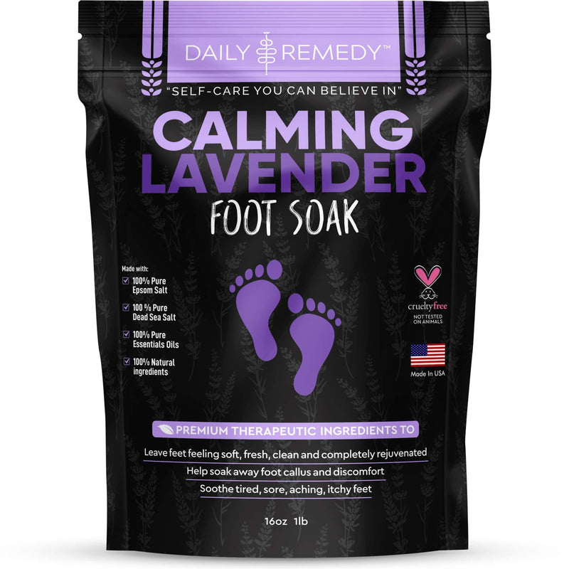 [Australia] - Calming Lavender Foot Soak with Epsom Salt, Made in USA, Antifungal Foot Soak Soothes Sore Tired Feet, Athletes Foot, Stubborn Foot Odor, Softens Calluses & Helps Treat Toenail Fungus, 16 oz 1 lb 
