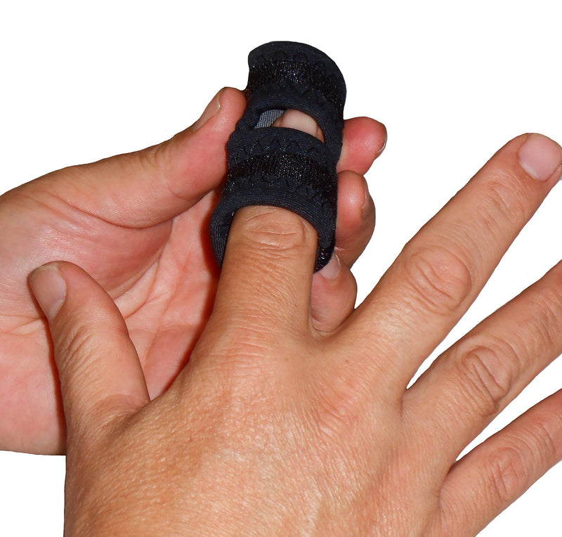 [Australia] - IRUFA, FS-OS-12, 3D Breathable Fabric Finger Splint, Stabilizer Brace Wrap Support for Trigger Broken, Curved Bent Mallet Locking Finger, Dislocation, Straightener, , Pain Relief Black, One PCS 