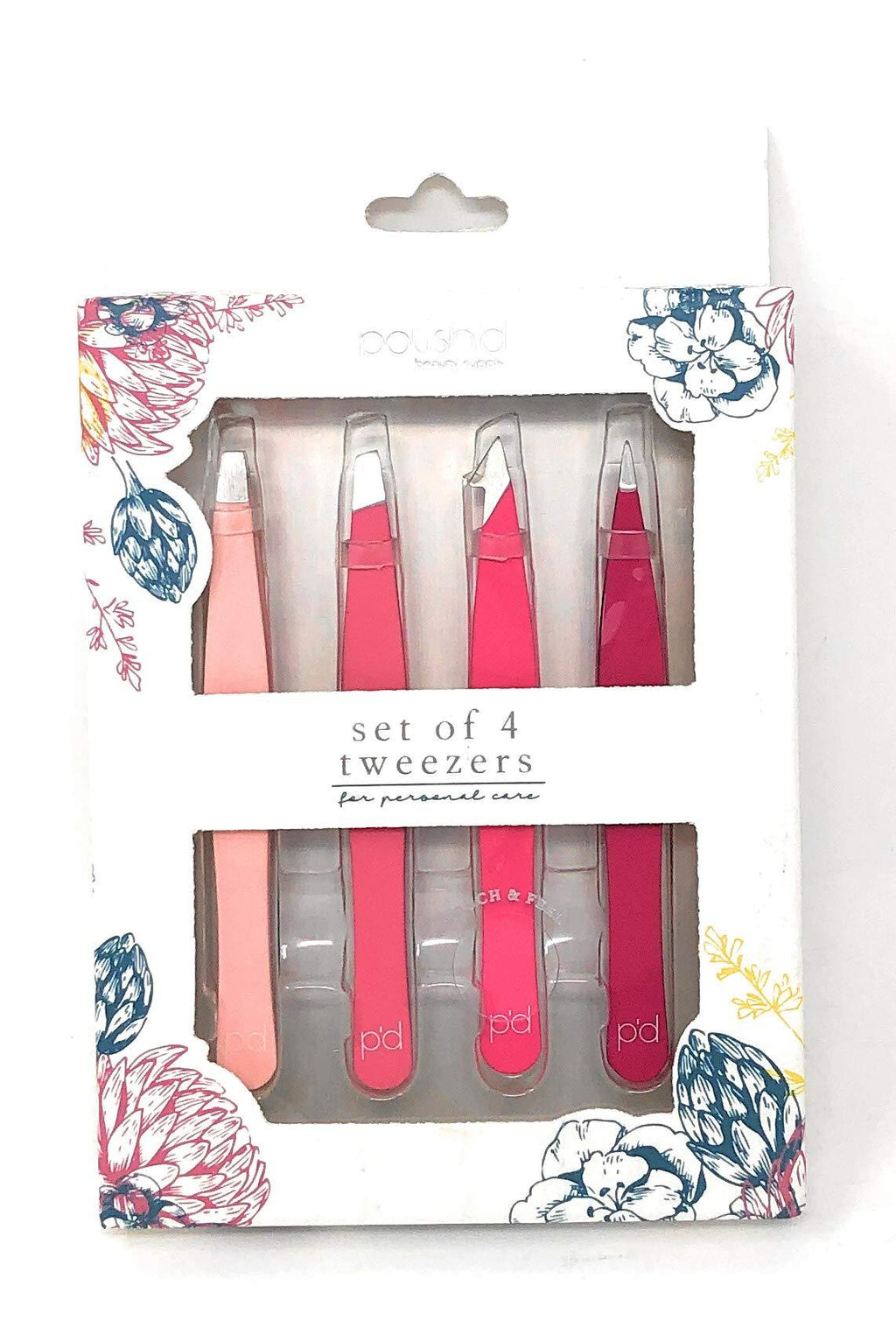 [Australia] - Set of 4 Pink Tweezers by Polish’d Beauty Supply 