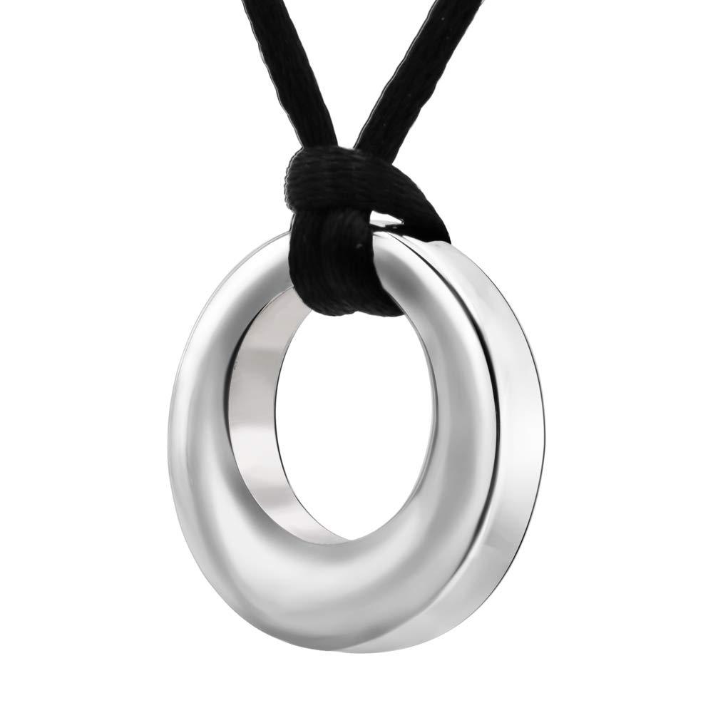 [Australia] - Circle of Life Cremation Jewelry for Ashes Stainless Steel Pendant Urn Necklace Keepsake Memorial Jewellery Silver 