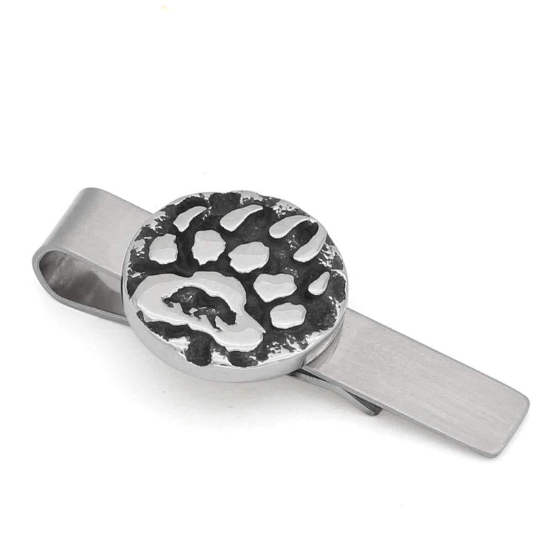 [Australia] - GuoShuang Stainless Steel Nordic Viking Amulet Rune Small Bear paw Tie Clips with Valknut Gift Bag 