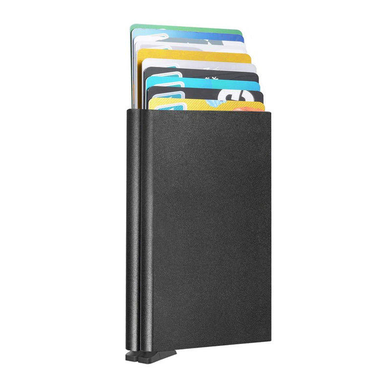 [Australia] - Card Holder, Men Credit Card Holder, Slim Card Case Front Pocket Anti-theft-RFID Auto Pop up Travel Thin Wallets for Men Black Aluminum(Hold 10-12 Cards) 