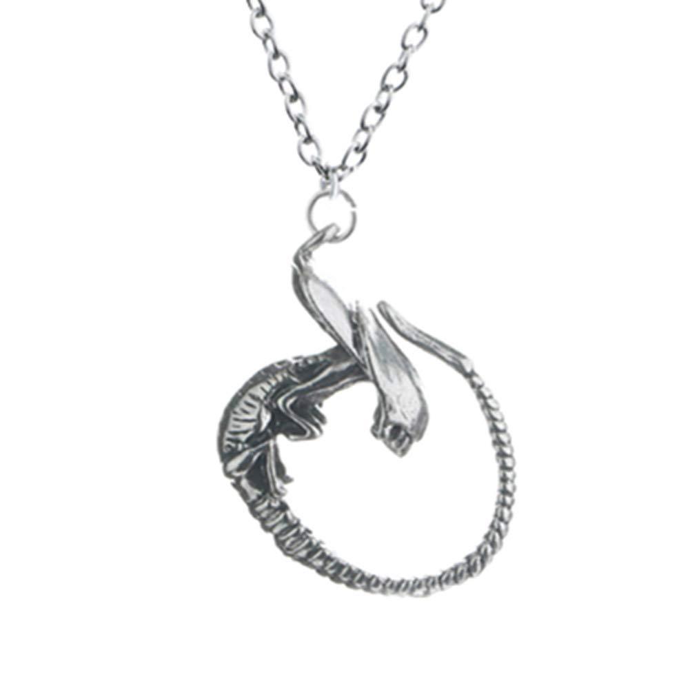 [Australia] - Unisex 925 Sterling Silver Plated Alien Vs Predador Cub Charm Pendant Necklace,20 inch chain 