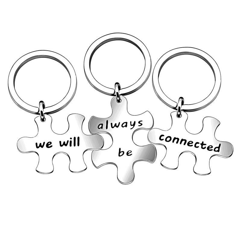 [Australia] - lauhonmin 3pcs Best Friends Brothers Sisters Gifts Key Chain Set Friendship Long Distance Gifts - We Will Always be Connected Keychain 