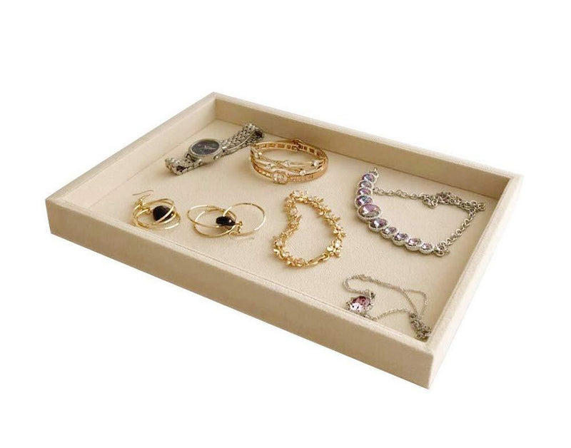 [Australia] - Svea Display Beige Velvet Flat Tray Organizer for Jewelry Accessory Collectibles Trade Show Exhibition Home Use Premium Grade Material Neutral Tone Fine Presentation Classic Present 