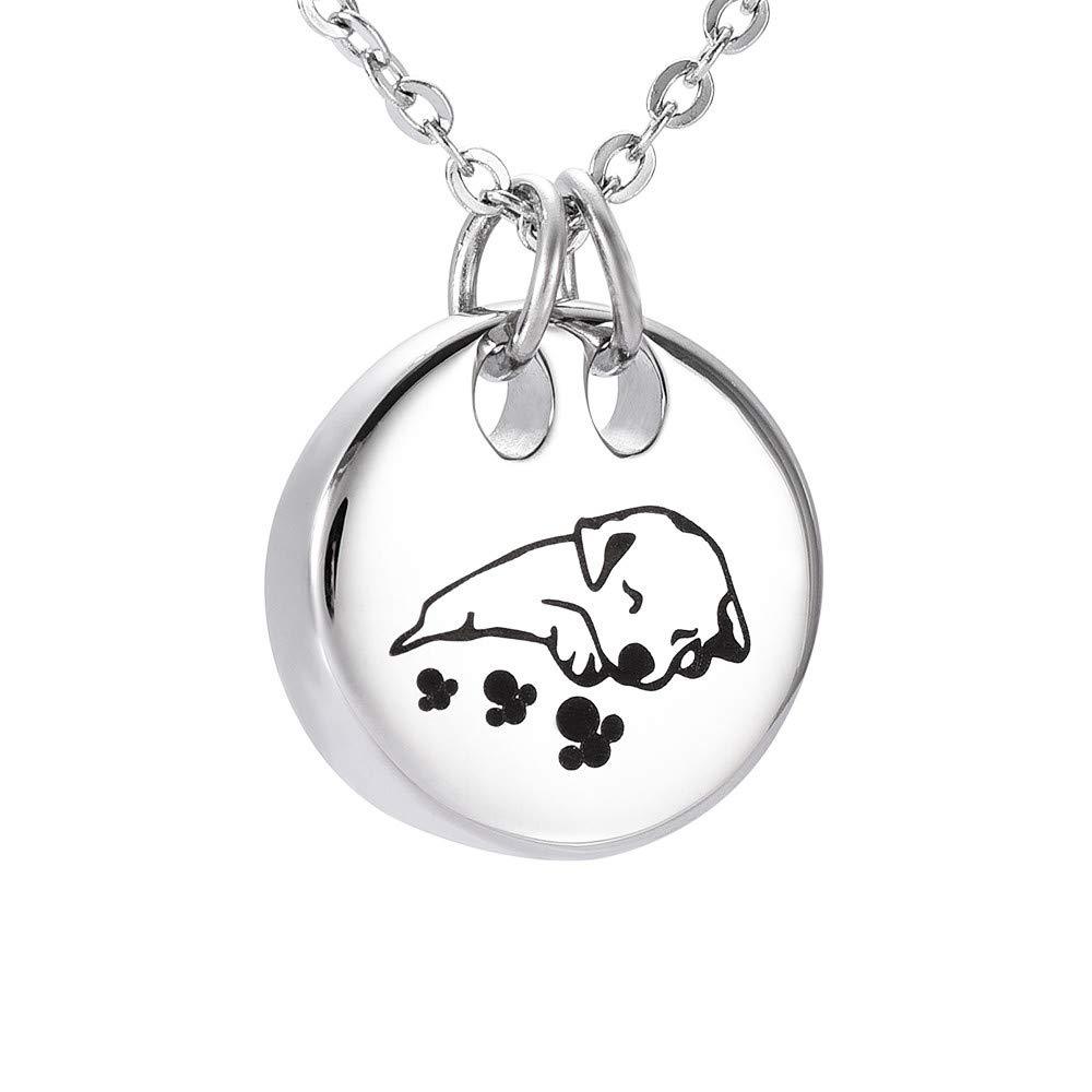 [Australia] - Pet Cremation Necklace for Ashes Urns Jewelry Stainless Steel Cute Dog Cat Keepsake Memorial Urn Pendant Locket 