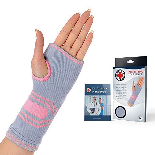 [Australia] - Doctor Developed Wrist & Hand Compression Sleeve/Support/Brace, Palm Protector with Gel Pad, Optimum Comfort for Carpal Tunnel, RSI & More by Dr Arthritis - Pink/Grey, Medium Medium (Pack of 1) 