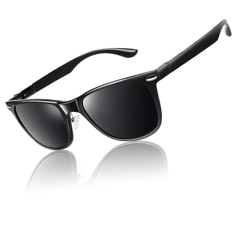 [Australia] - Polarized Sunglasses for Men Driving Sun glasses Shades 80's Retro Style Brand Design Square Al-mg Black Frame/Grey Lens Full Al Mg Frame丨Advanced Package丨Grey 