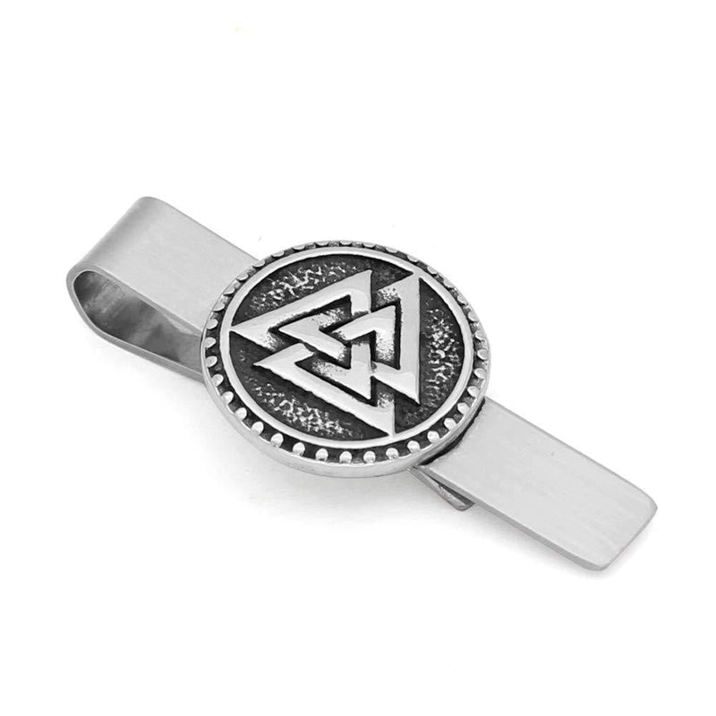 [Australia] - GuoShuang Nordic Viking Valknut Amulet Stainless Steel Tie Clips for Man and Women -with Valknut Rune Gift Bag 