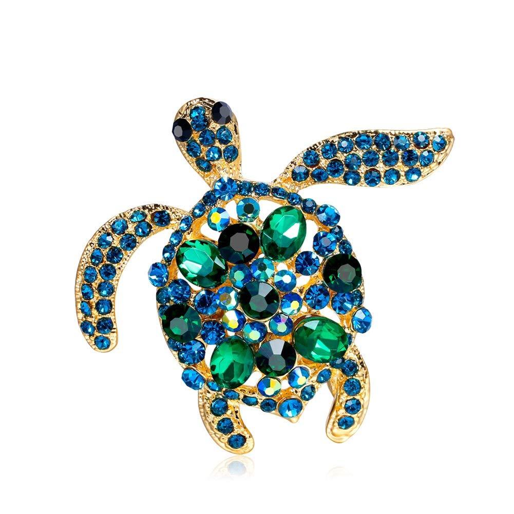 [Australia] - AILUOR Vintage Turtle Brooch Pins, Fashion Women's Rhinestone Crystal Big Tortoise Pin Brooches Jewelry Gifts Blue-A 