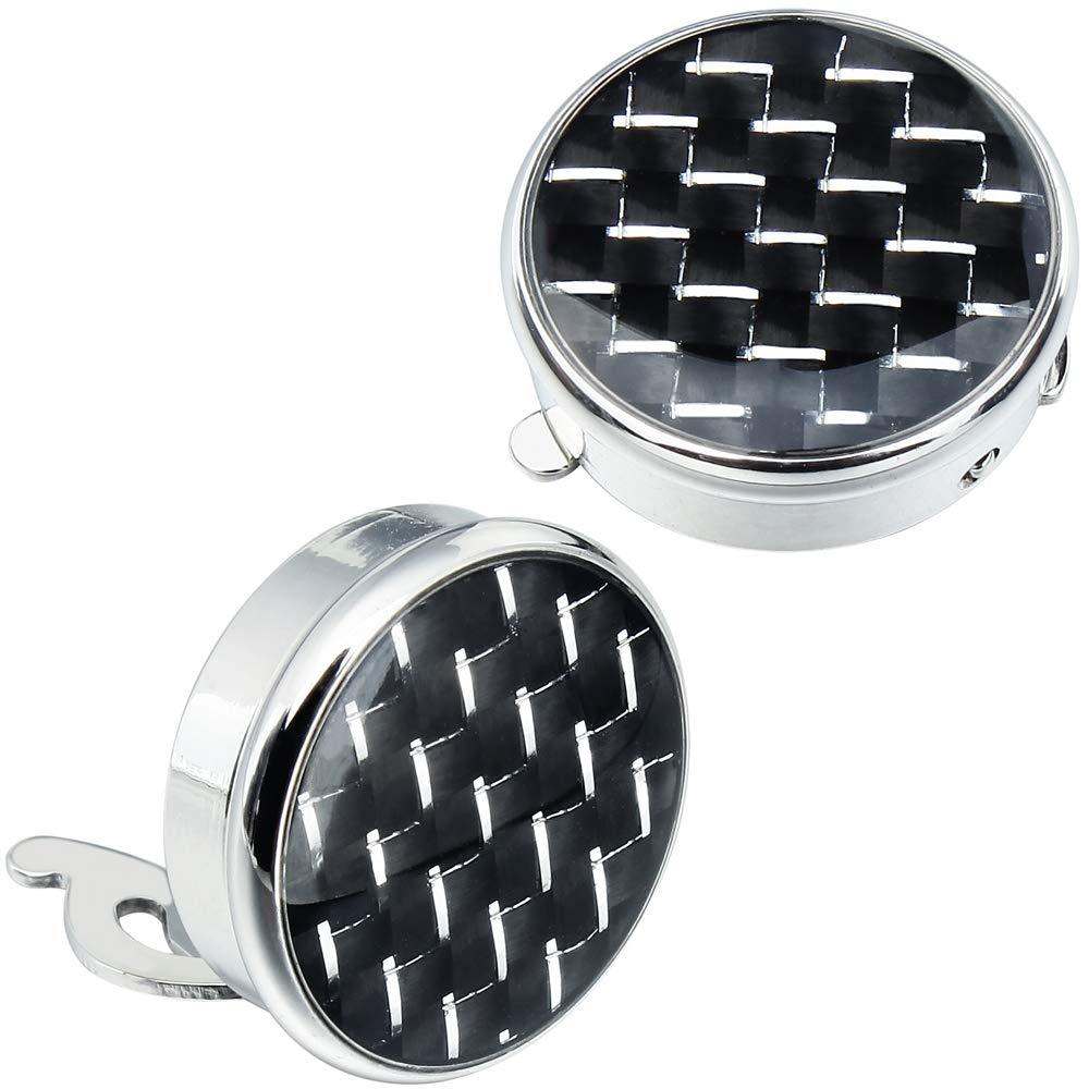 [Australia] - HAWSON Button Cover Cufflinks Finished in Round Carbon Fiber for Men's Normal Shirt black and silver 