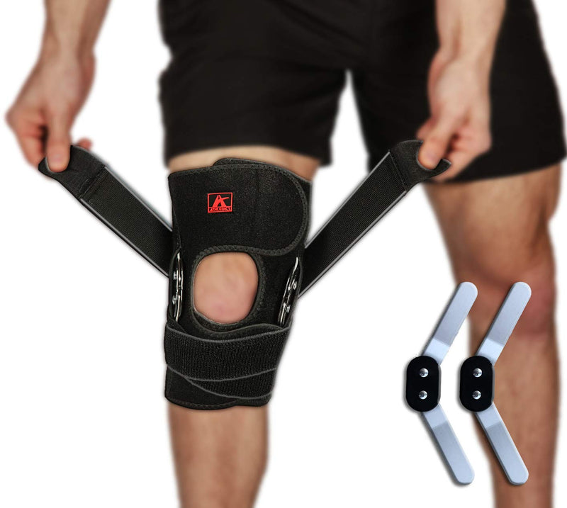 [Australia] - Hinged Knee Brace Support with Strap & Side Patella Stabilizers for Protection & Pain Relief for Arthritis, Meniscus Tear, ACL, MCL - Sports Compression Wrap for Running & Recovery - Men & Women XL 