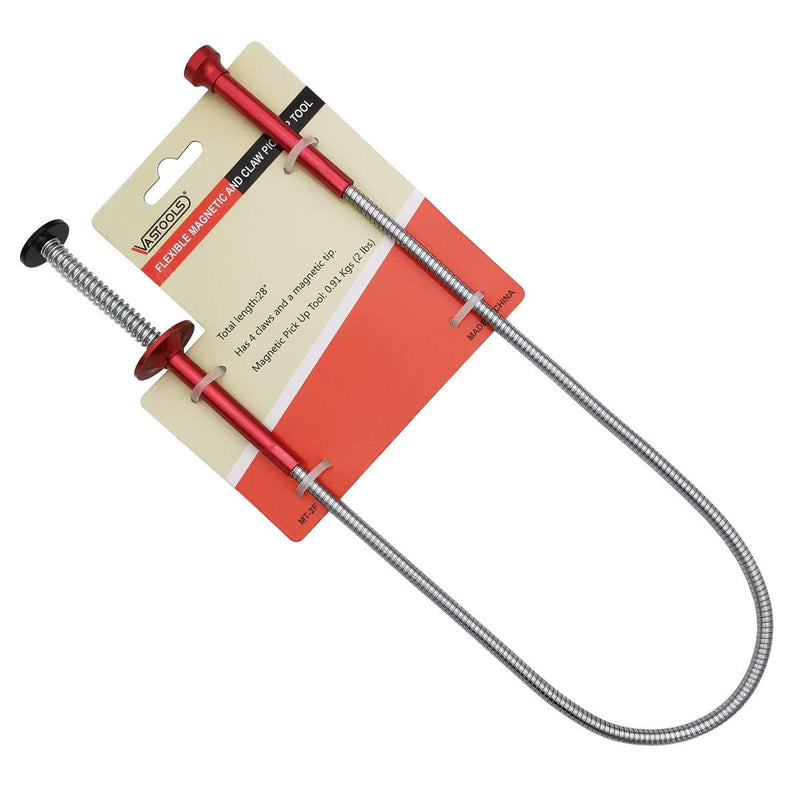 [Australia] - Flexible Claw Pickup Tool with Magnet/28", 2-in-1 Magnetic Pickup Tool, 4-Finger Claw, Rustless Flexible and Stiff Shaft, User-friendly, Versatile Keep its shape 