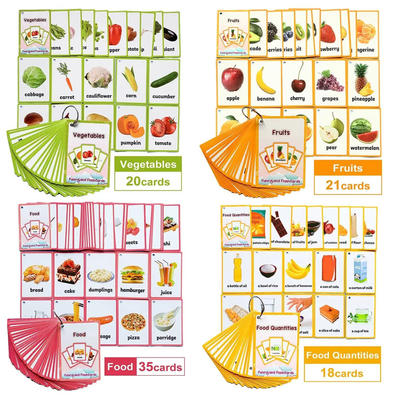 [Australia] - Fruits/Vegetable/Foods/Food Quantities English Flash Cards Pocket Card Learning Baby Toys for Children Pre-Kindergarten Kids Gifts Fruits/Vegetable/Foods/Food 