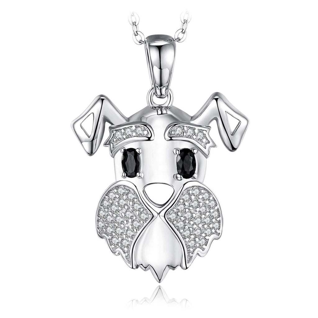 [Australia] - JewelryPalace Schnauzer Terrier Dog Puppy Pet Lover Genuine Black Spinel Pendant Necklace 925 Sterling Silver 18 Inches Box Chain 