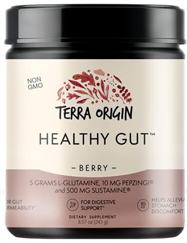 [Australia] - Terra Origin Healthy Gut Berry with L-Glutamine, Zinc, Glucosamine, Slippery Elm Bark, Marshmallow Root and More! Supports intestinal Permeability, IBS, Bloating, Gas and Constipation* 8.57 Ounce (Pack of 1) 