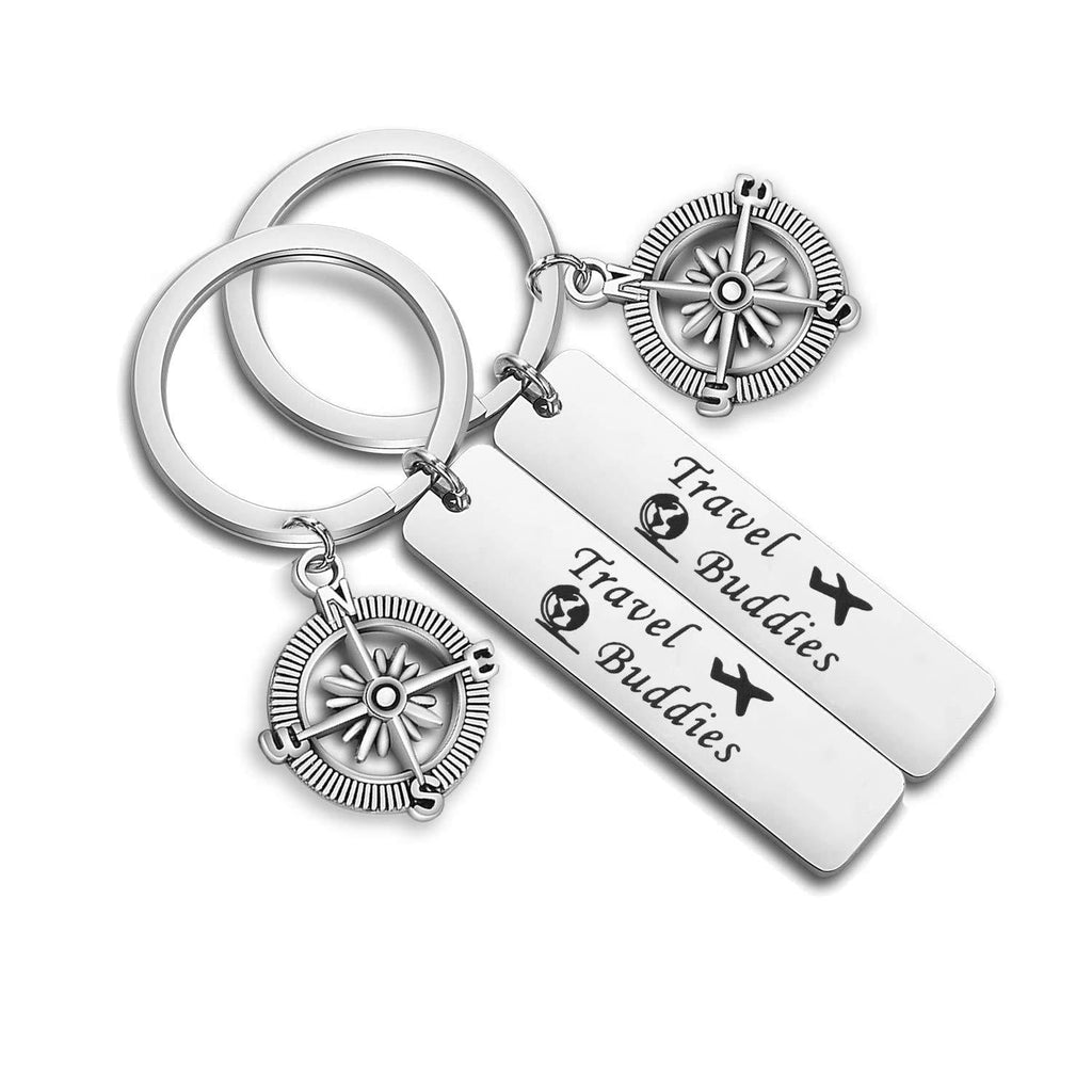 [Australia] - WUSUANED Travel Buddies Compass Keychain Travel Gift for Travel Friends Wanderlust Travel Lovers Travel buddies keychain set 