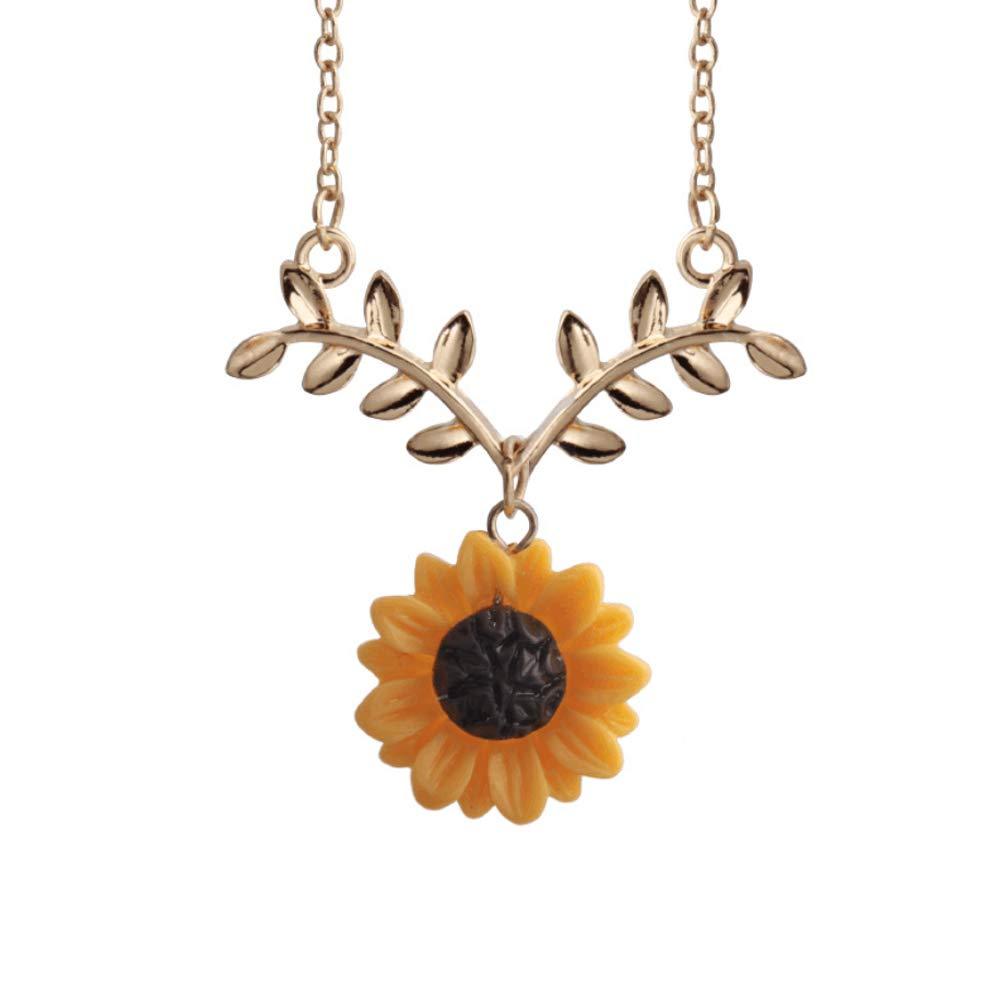 [Australia] - AMAZYJ Sunflower Boho Handmade Drop Earrings Pendant Necklace Set Sunflower Sun Flower Choker Necklace for Women Girls rose gold necklace 