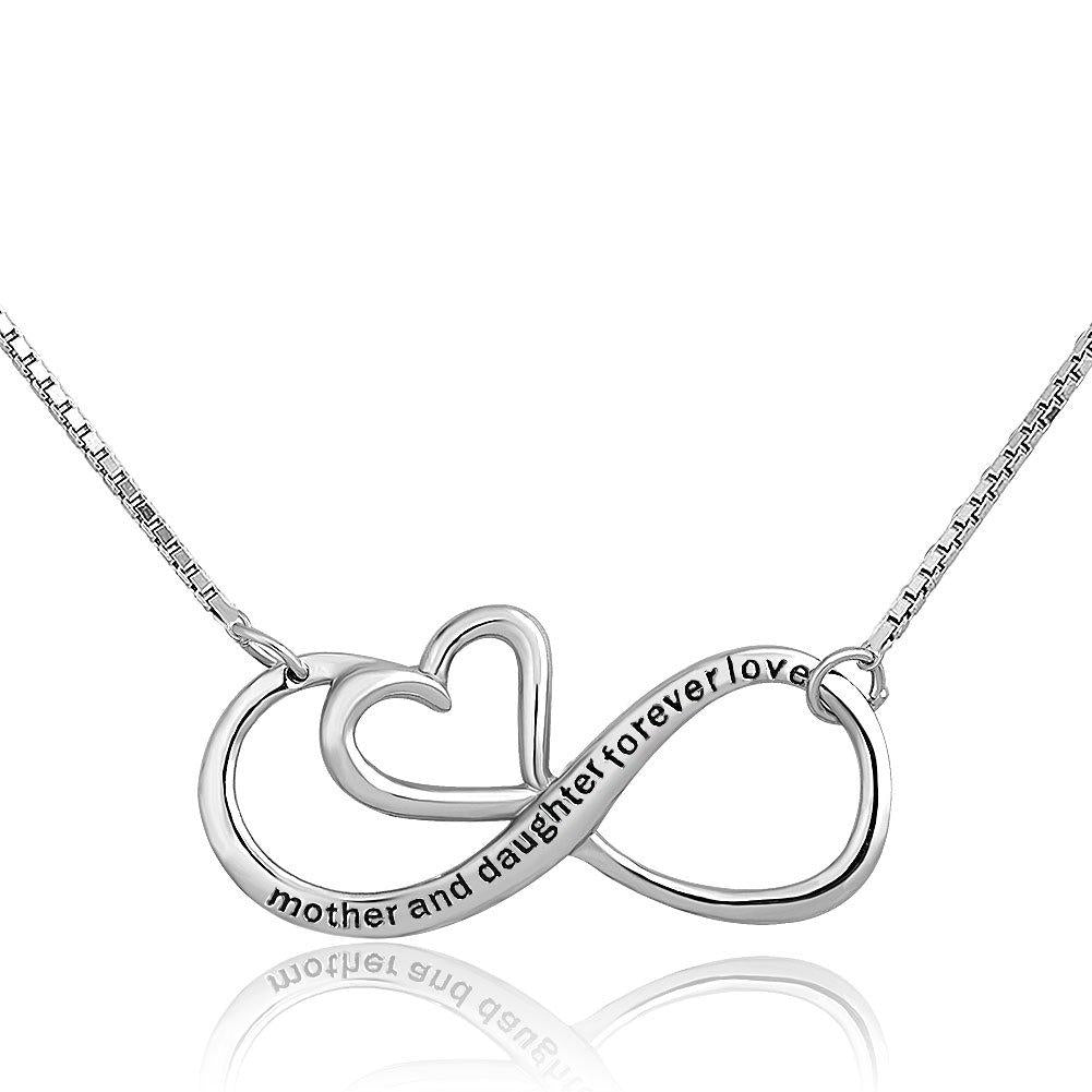 [Australia] - CharmSStory Mothers Day Mother Daughter Forever Love Infinity Sterling Silver Heart Necklace Pendant for Mom Mother and Daughter Forever Love 
