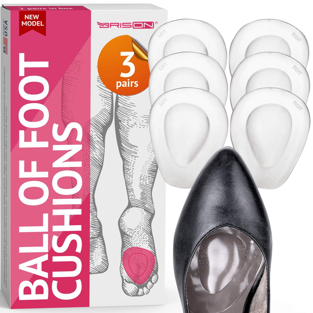 [Australia] - Ball of Foot Cushions High Heels - Soft Gel Insole Metatarsal Pads Forefoot Callus Metatarsalgia Pain Prevention Shoe Inserts no Slip Cushioning for Women 3 Pair (Pack of 1) 