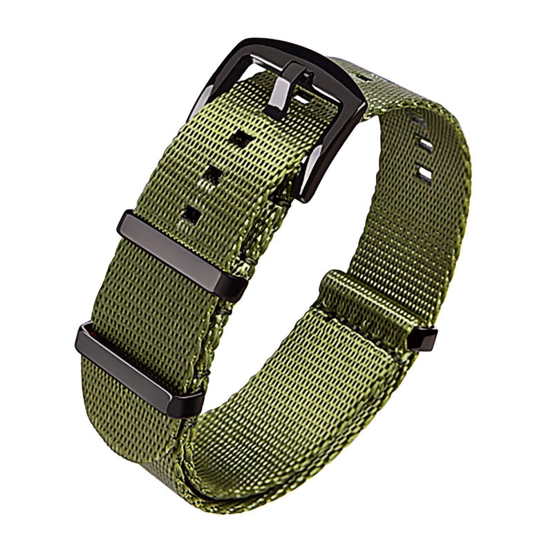 [Australia] - Ritche Military Ballistic Nylon Watch Strap with Heavy Buckle 18mm 20mm 22mm Premium Nylon Watch Bands for Men Women Army Green / Black 