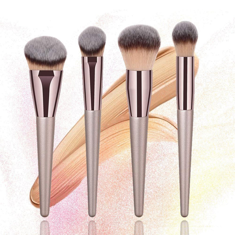 [Australia] - BBL 4pcs Luxury Champagne Gold Makeup Brush Set, Premium Synthetic Foundation Blending Powder Liquid Cream Buffing Tapered Concealer Contour Face Kabuki Make Up Brushes cosmetics tools applicator B-4pcs 