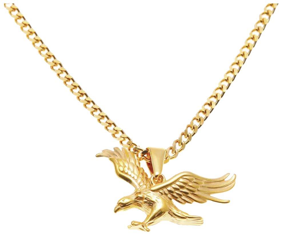 [Australia] - Gold-plated Stainless Steel Flying Eagle Pendant O Chain Necklace,23.6+1'' 