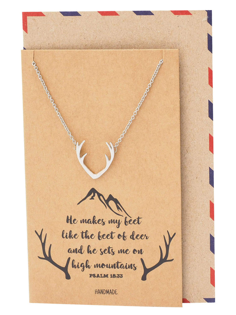 [Australia] - Quan Jewelry Deer Antlers Country Necklace, Birthday Gifts for Outdoor Lovers Hunter Cowgirl Cowboy Hunter Antelope Pendant Charm - 100% Handmade 