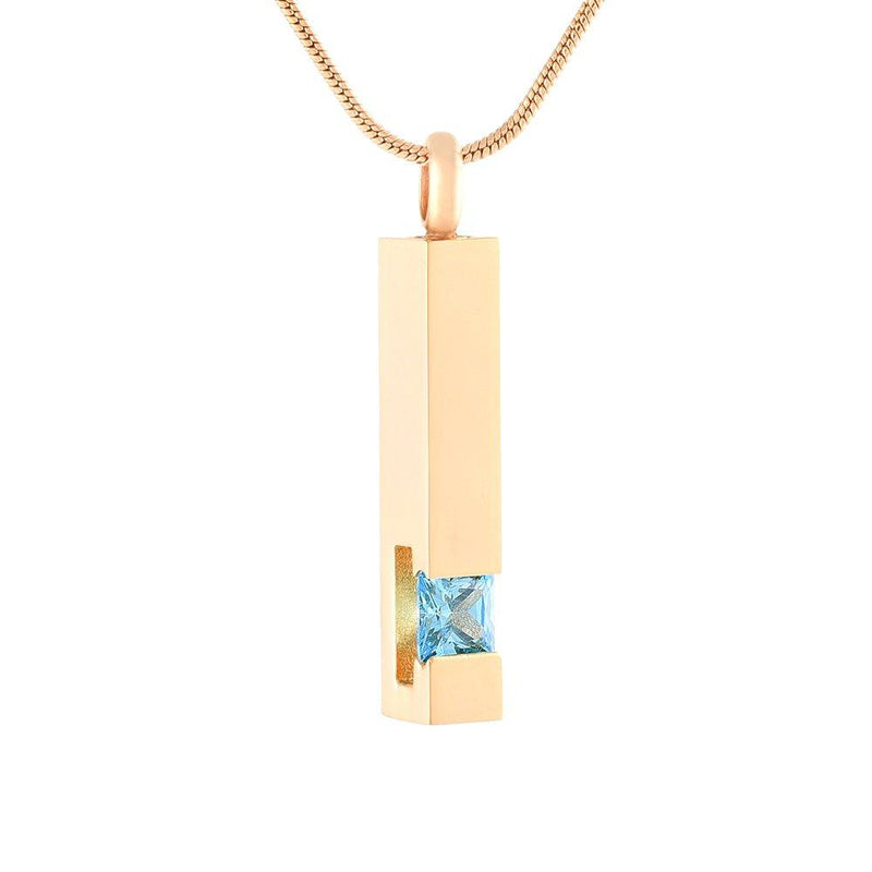 [Australia] - Inlay Multi-Colored Cubic Zircon Bar Keepsake Cremation Jewelry Stainless Steel Memorial Urn Pendant Necklace 