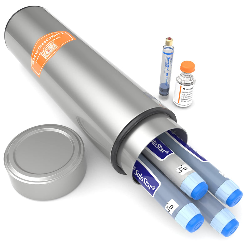 [Australia] - DISONCARE 60H 4 Insulin Pens Cooler Travel Case Diabetic Travel Cooler EpiPen Carry Case Bag Medical Travel Cooler Ice Pack with Medical Alert Tag TSA Approved Silver 
