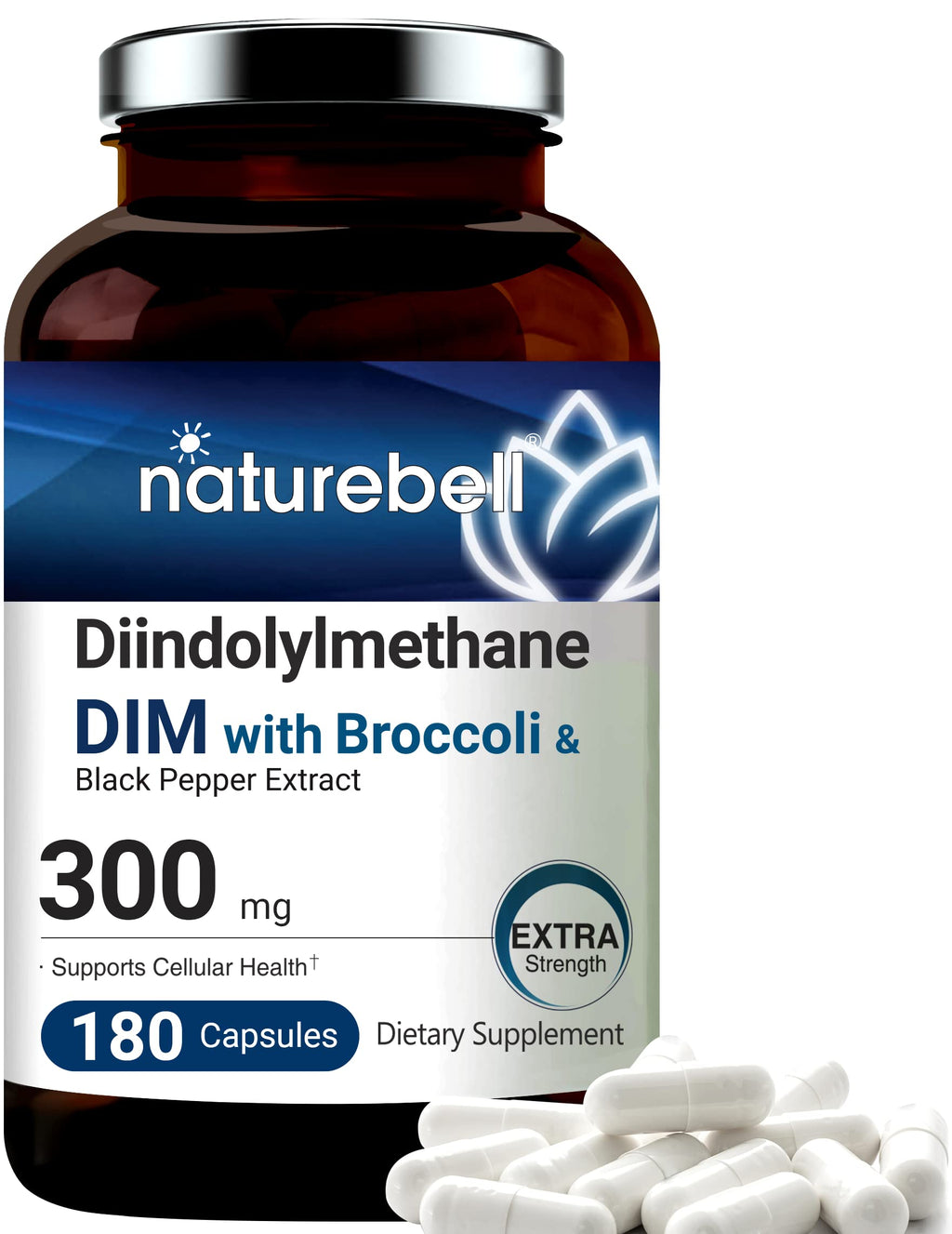 [Australia] - DIM Plus as Diindolylmethane, DIM Capsules, DIM 300mg, 180 Counts, with Broccoli and Black Pepper for Better Absorption, 3 in 1 Formula, Highest Bioavailability, Supports Menopause Relief, No GMOs 180 Count (Pack of 1) 