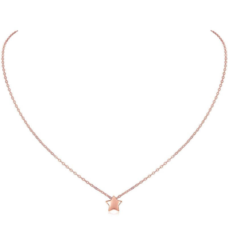 [Australia] - ChicSilver Customizable Tiny Hear/Star/Moon/Dot/Triangle Pendant Necklace,925 Sterling Silver Dainty Personalized Heart Choker Necklace Gift for Women, Silver/Gold/Rose Gold(with Gift Box) 03. Star rose gold plated 