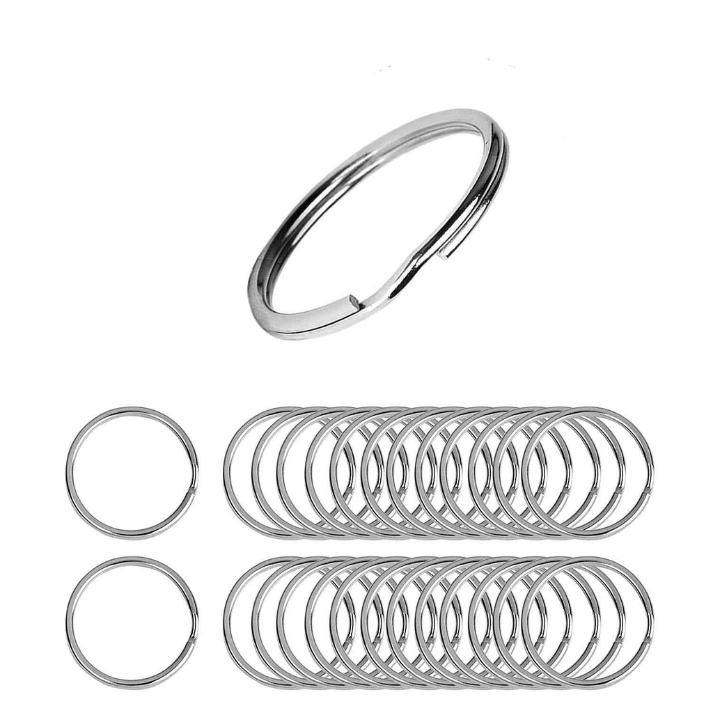[Australia] - Flat Key Rings 50 Pieces 1 inches Flat Key Rings Metal Keychain Rings Split Keyrings Flat O Ring for Home Car Office Keys Attachment(Silver) 
