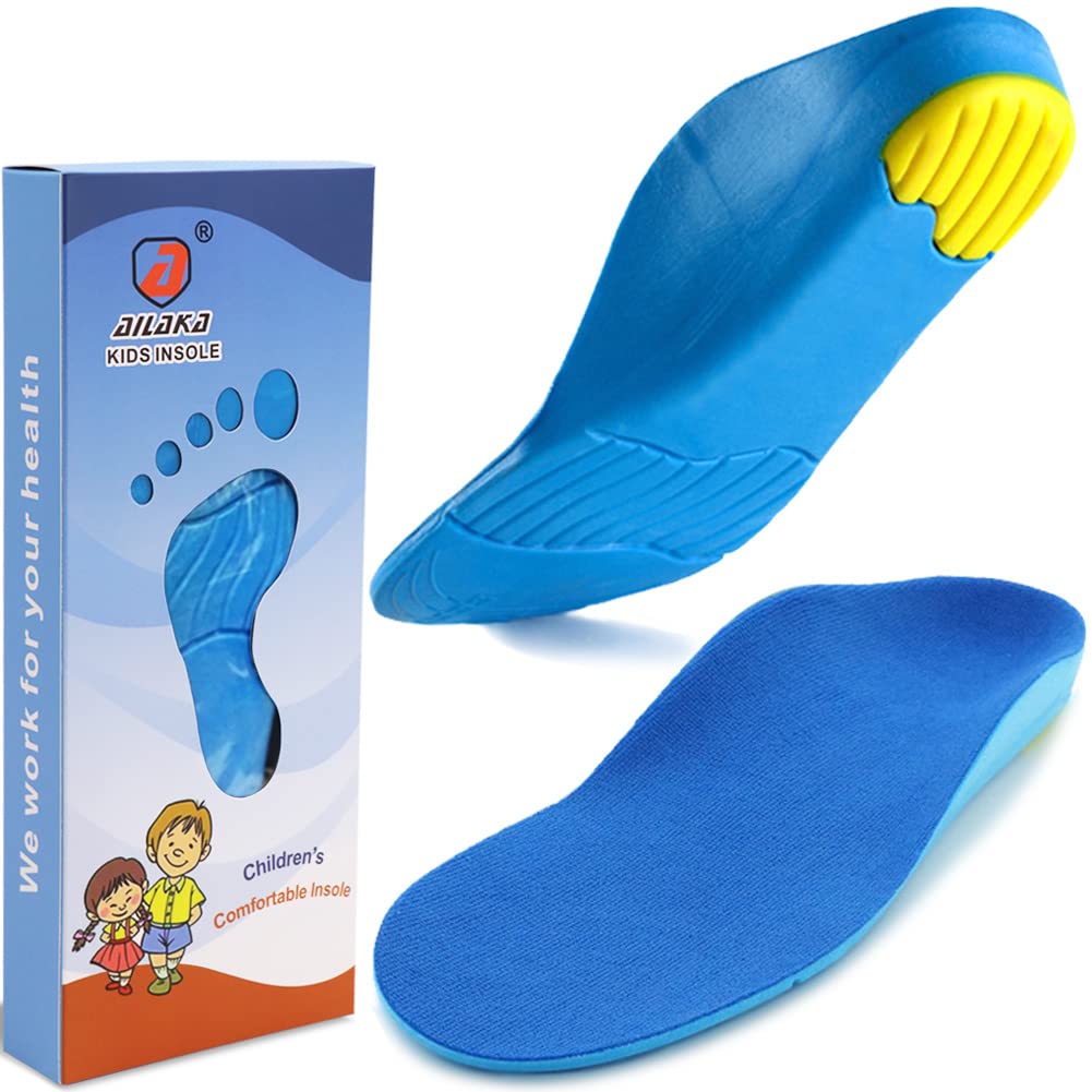 [Australia] - Ailaka Kids Orthotic Cushioning Arch Support Shoe Insoles, Children Pu Foam Inserts for Flat feet, Plantar Fasciitis, Feet Heel Pain Relief 2.5-4.5 M US Little Kid Blue 