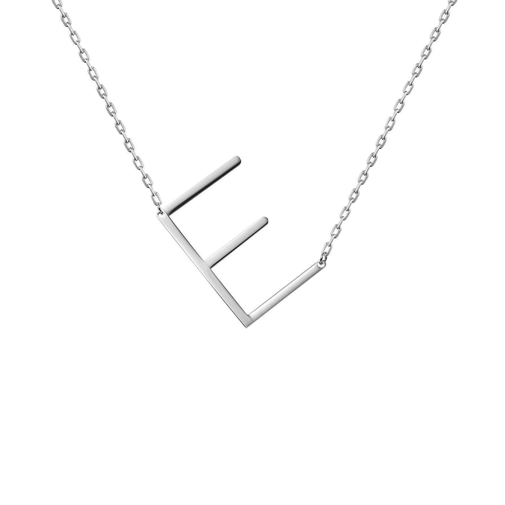 [Australia] - WIGERLON Stainless Steel Initial Letters Necklace for Women and Girls Color Gold and Silver from A-Z E-Silver 