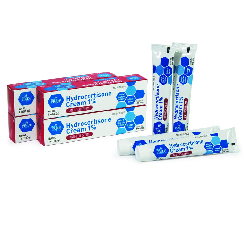 [Australia] - Medpride Hydrocortisone Cream 1%| 1 Oz Tube, Pack of 4| Anti-Itch Topical Ointment for Redness, Swelling, Itching, Rash & Dermatitis, Bug/ Mosquito Bites, Eczema, Hemorrhoids & More| First Aid Home Es 