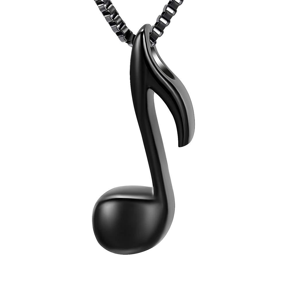 [Australia] - XSMZB Music Note Cremation Jewelry for Ashes Urn Pendant Necklace Stainless Steel Keepsake Memorial Jewellery Unisex Black 