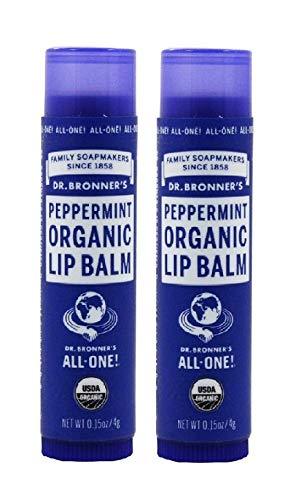 [Australia] - Dr. Bronners Organic Moisture Lip Balm & Magic Massage Balm (Peppermint Lip Balm, 2 Pack) Peppermint Lip Balm 0.15 Ounce (Pack of 2) 