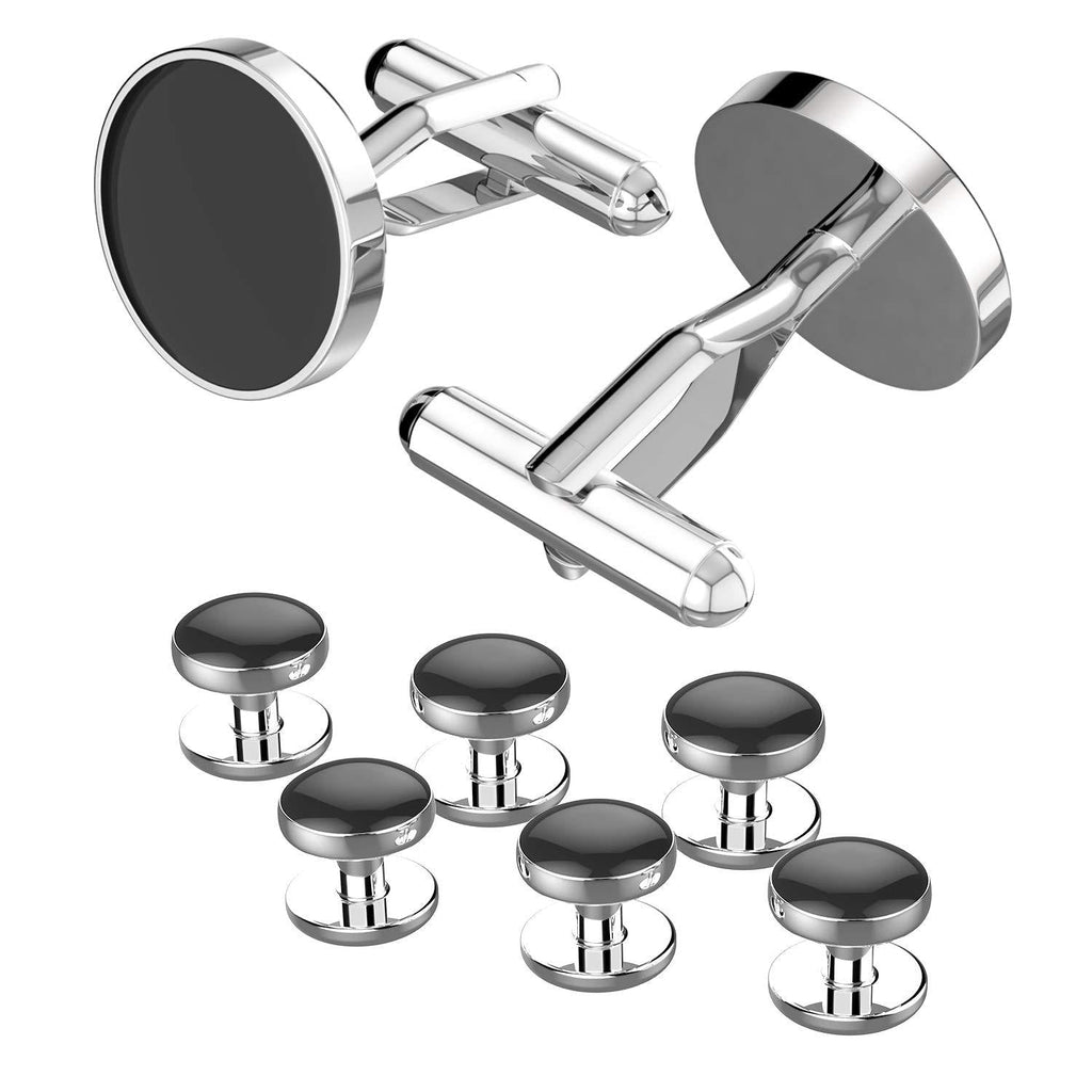 [Australia] - UHIBROS Jewelry Stainless Steel Classic Tuxedo Shirt Cufflinks for Men Unique Business Wedding White Cufflinks-1116-1-18 