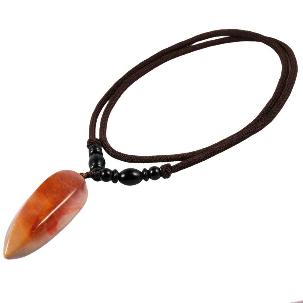 [Australia] - Nupuyai Healing Stone Necklace for Unisex 25", Gemstone Pendant with Chain Ocean Jasper 