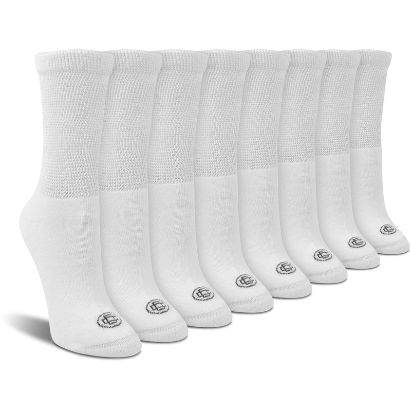 [Australia] - Doctor's Choice Women's Diabetic Ankle & Crew Socks, Non-Binding, Circulatory, Cushion, 4 Pack, Shoe Size 6-10 Sock Size 9-11 White/Crew Medium 