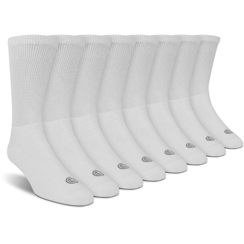 [Australia] - Doctor's Choice Diabetic Socks for Men, Seamless Crew Socks with Non-Binding Top, 4-Pairs, Large 10-13 & X-Large 13-15 White/Crew Large (4 Pair) 