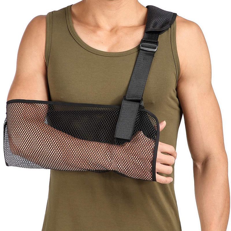 [Australia] - Cool Mesh Arm Sling Medical Shoulder Immobilizer Thumb Support Rotator Cuff Wrist Brace Strap Lightweight Breathable Comfort for Broken&Fractured Bones 