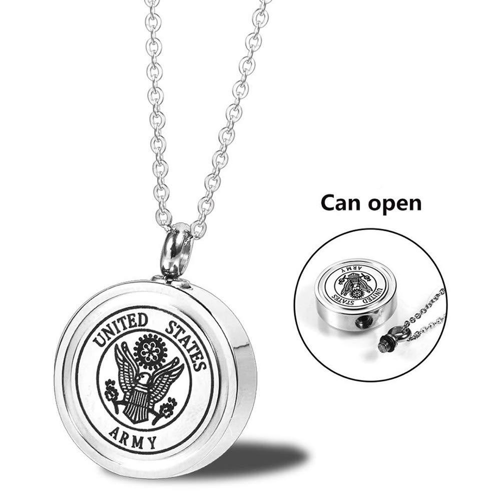 [Australia] - MEMORIALU Urn Ashes Necklace Stainless Steel Memorial Cremation Jewelry ARMY 