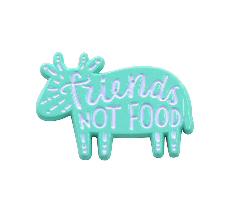 [Australia] - REAL SIC"Friends Not Food" Vegan Pin - Animal Friendly Enamel Pin - vegetarian/Vegan Protest Pin for Jackets, Backpacks, Hats, Bags & Tops 