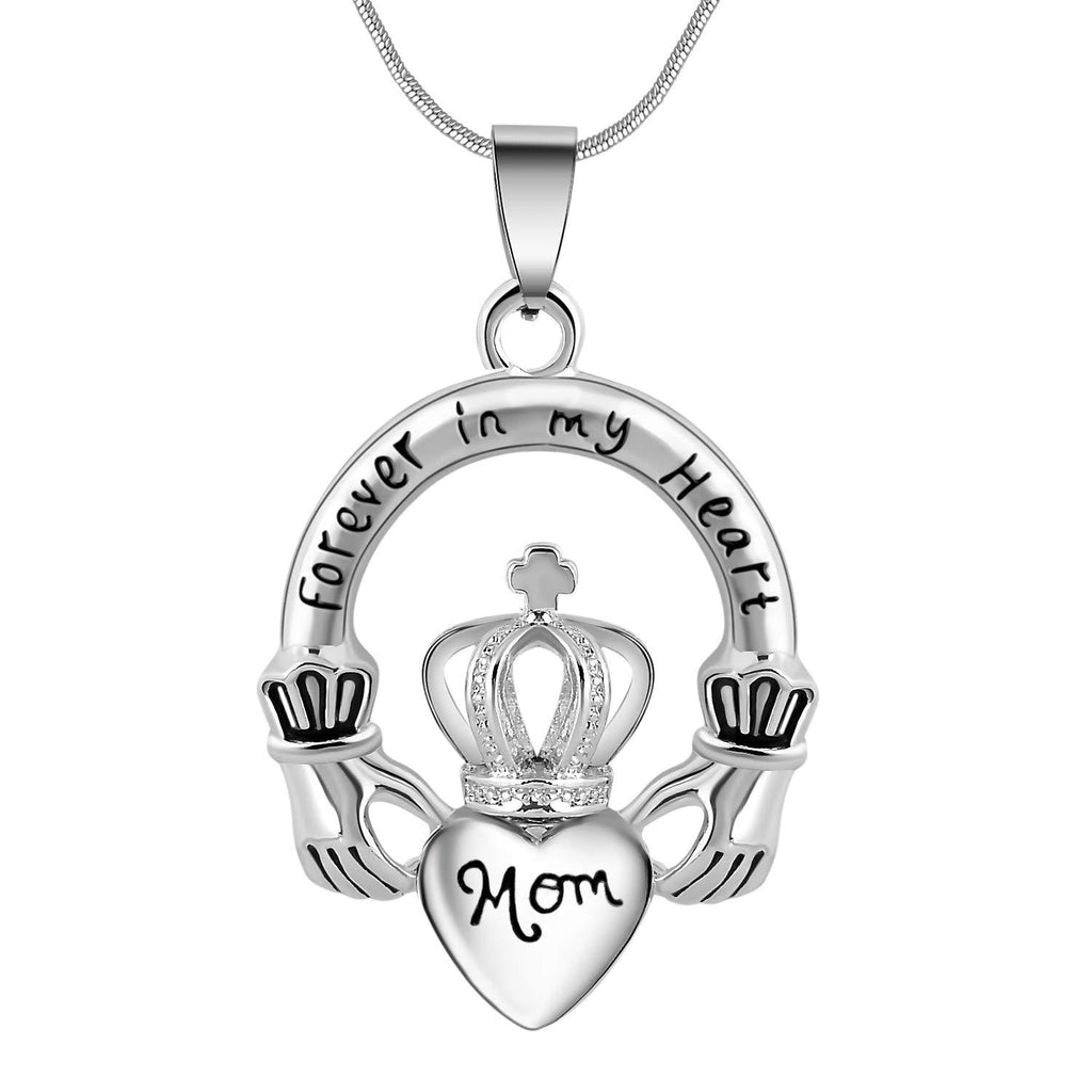 [Australia] - Eternaloved Cremation Jewelry Forever in My Heart Crown Heart Ash Urn Memorial Pendant Necklace Mom 