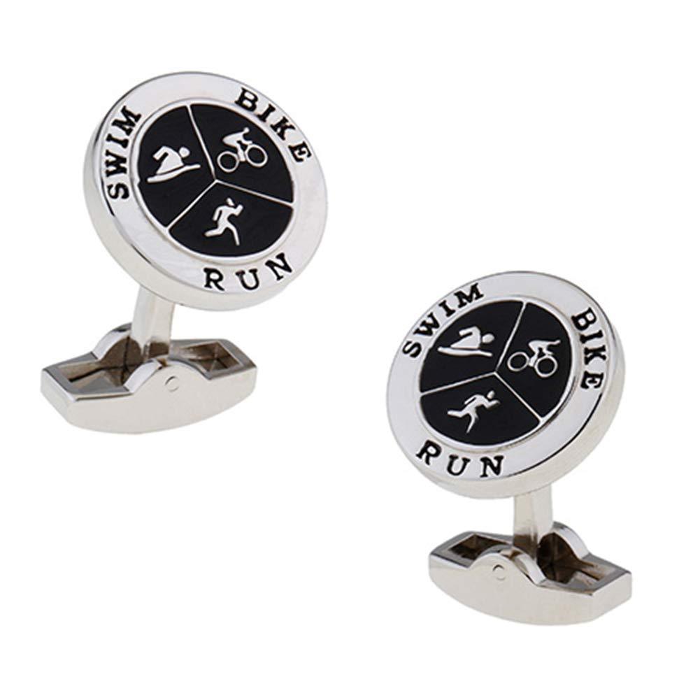 [Australia] - Triathlon Triathlete Swim Bike Run Round Pair Cufflinks 