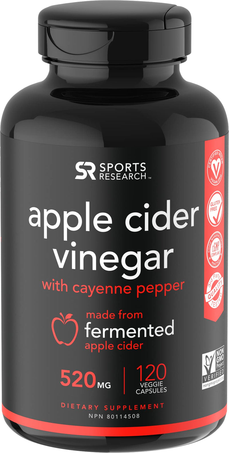 [Australia] - Apple Cider Vinegar Pills with Cayenne Pepper | Made from Organic Fermented Apple Cider | Non-GMO Project Verified & Vegan Certified (120 Veggie Capsules) 120 Count (Pack of 1) 