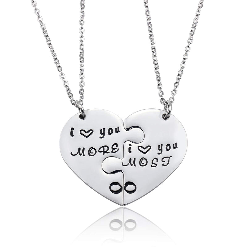 [Australia] - LIUANAN Inspirational Matching Heart Necklaces for Women Stainless Steel Personalized Jewelry Gift for Birthday I Love You More & I Love You Most 